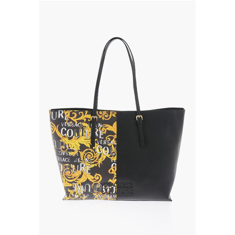Versace JEANS COUTURE Baroque Printed Faux Leather ROCK CUT Tote Bag