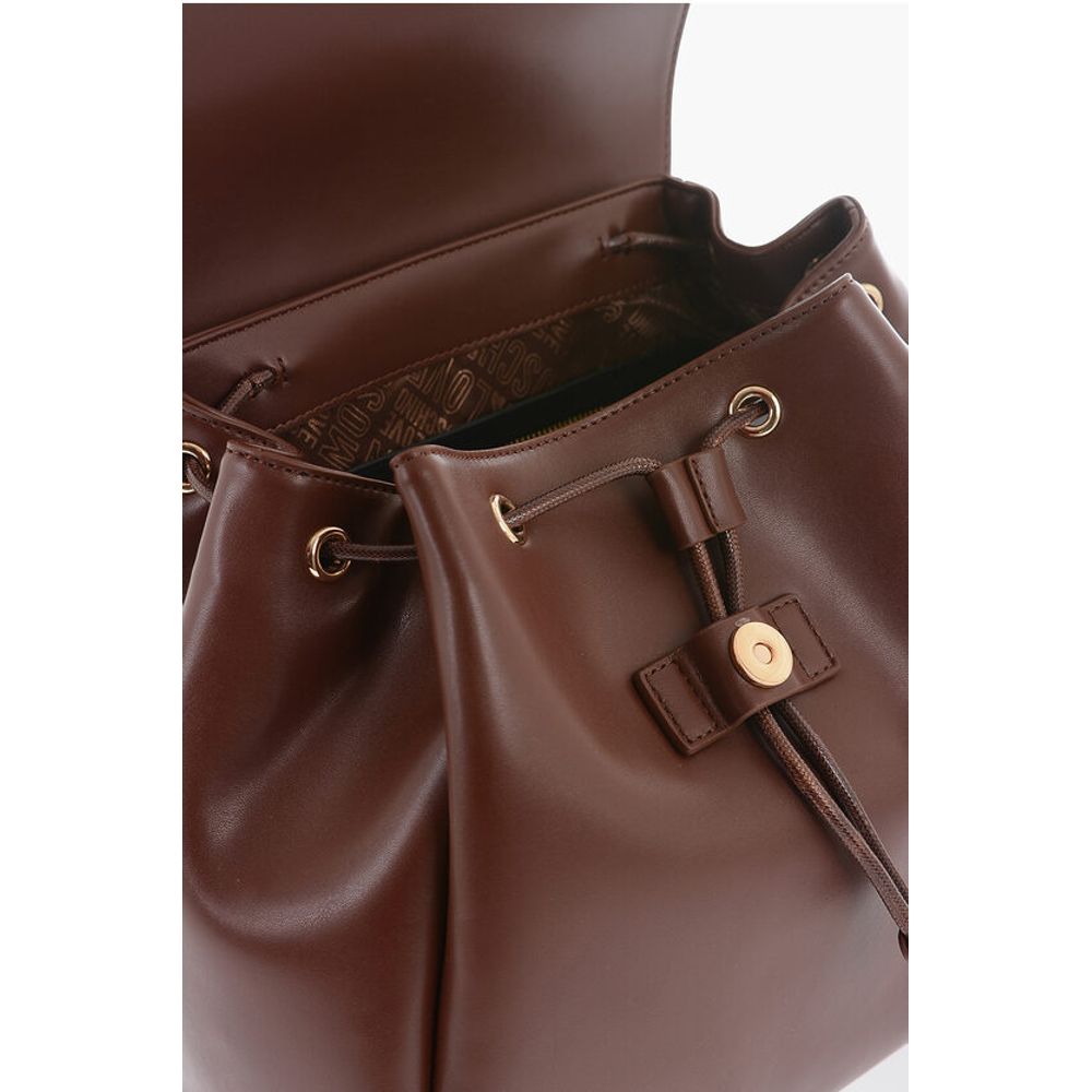 Moschino LOVE Faux Leather Backpack with Golden Logo