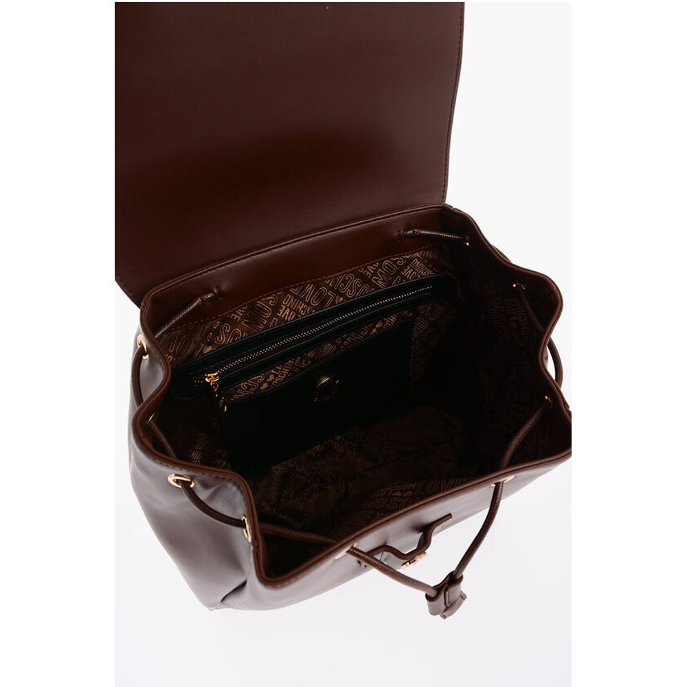 Moschino LOVE Faux Leather Backpack with Golden Logo