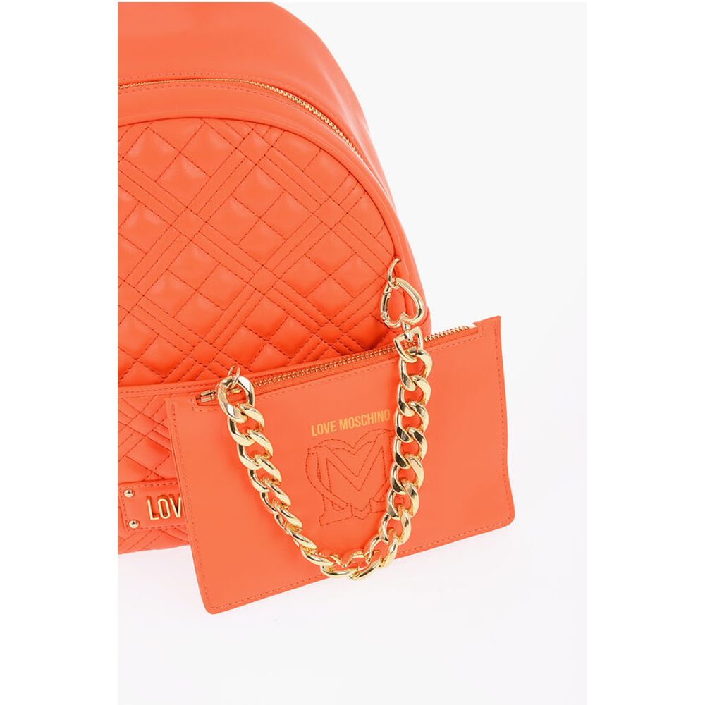 Moschino LOVE Quilted Faux Leather Backpack with Matched Pouch