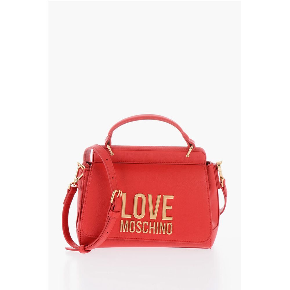 Moschino LOVE Faux Leather Shoulder Bag with Golden Maxi Logo