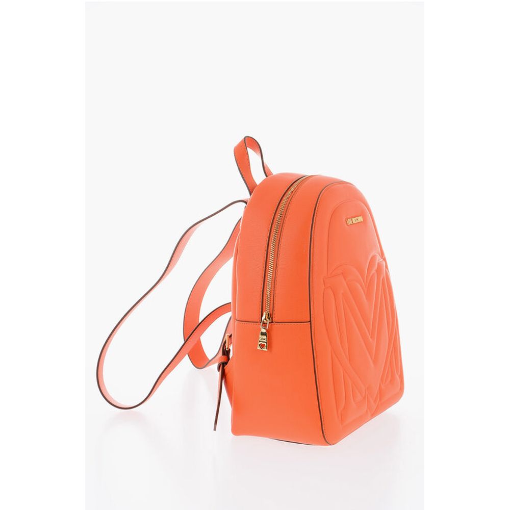 Moschino LOVE Solid Color Faux Leather Backpack with Golden Logo