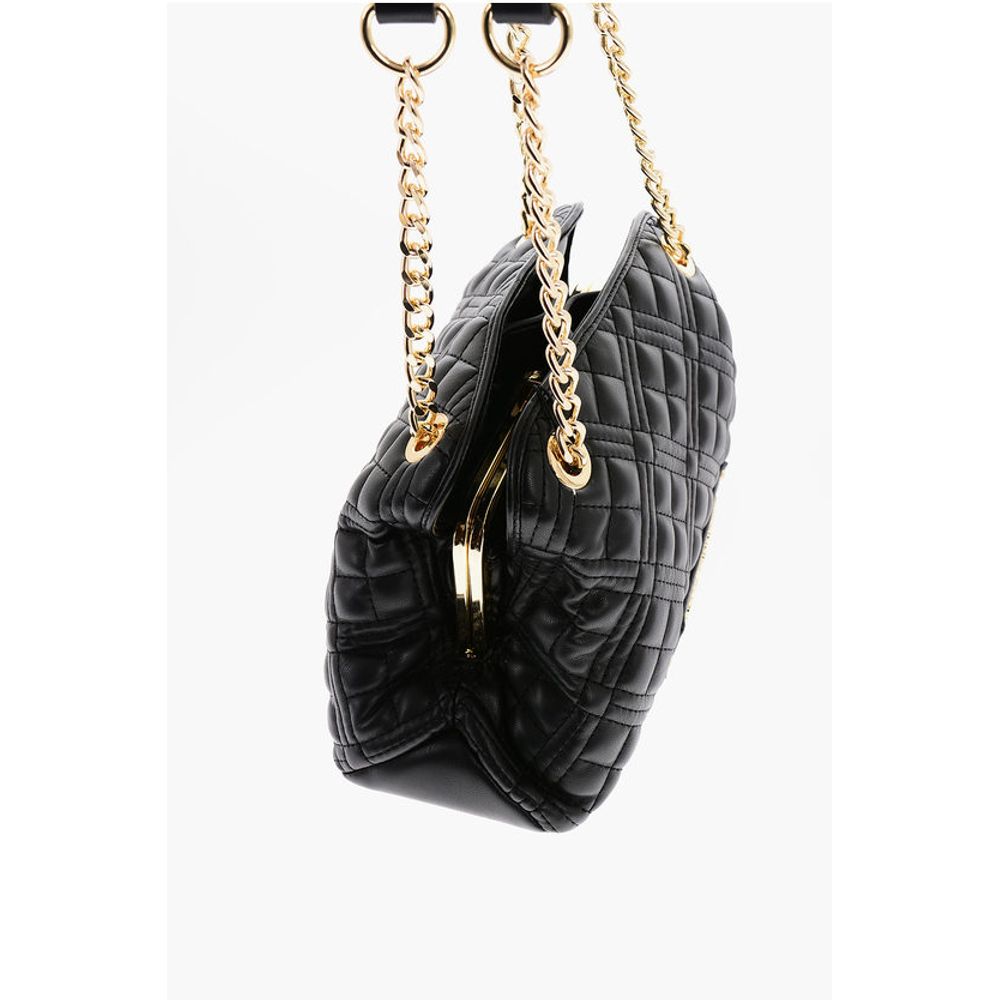 Moschino LOVE Quilted Mini Handle Bag with Golden Logo