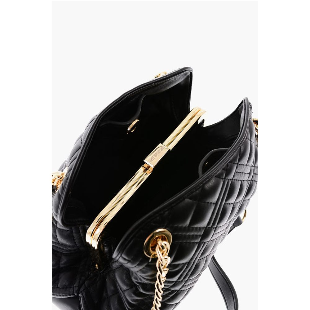 Moschino LOVE Quilted Mini Handle Bag with Golden Logo