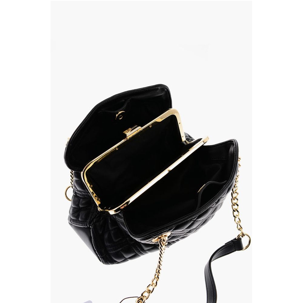 Moschino LOVE Quilted Mini Handle Bag with Golden Logo