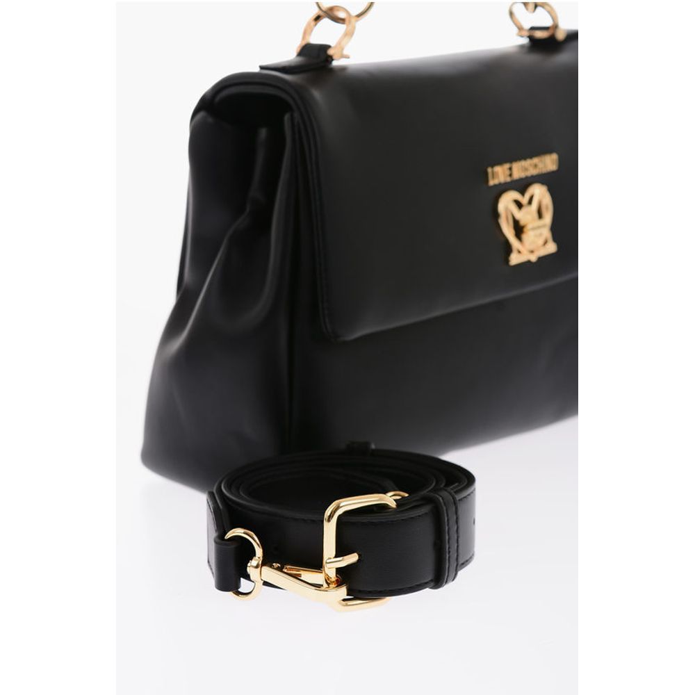 Moschino LOVE Turn Lock Closure Faux Leather Bag with Removable Shoul