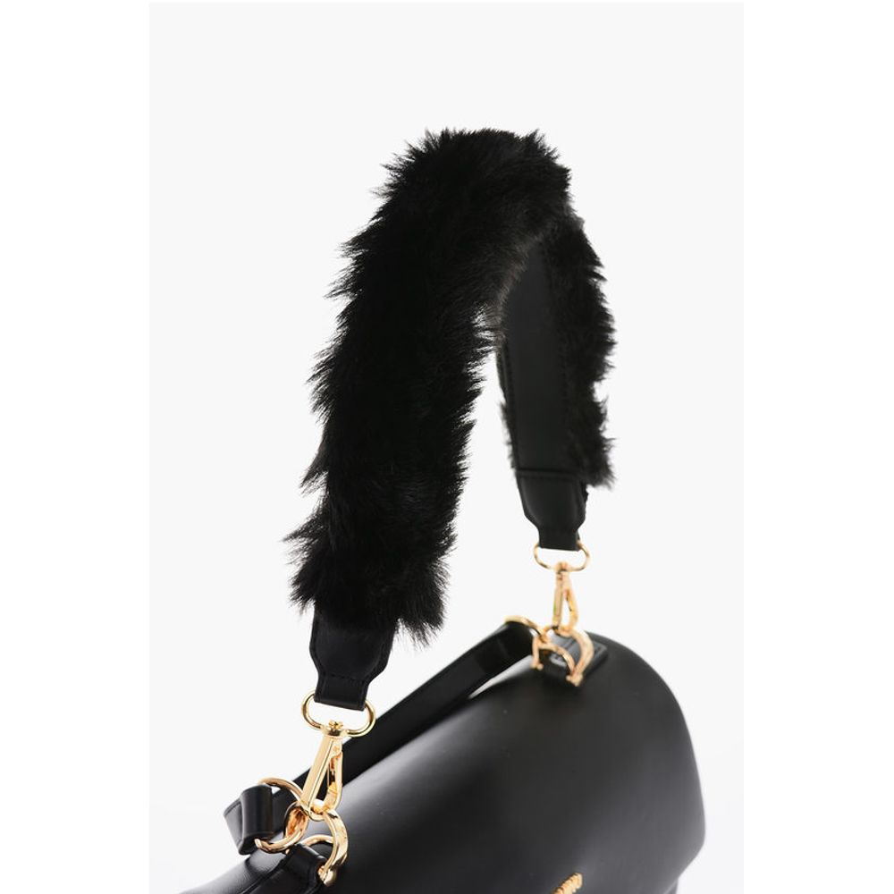 Moschino LOVE Turn Lock Closure Faux Leather Bag with Removable Shoul