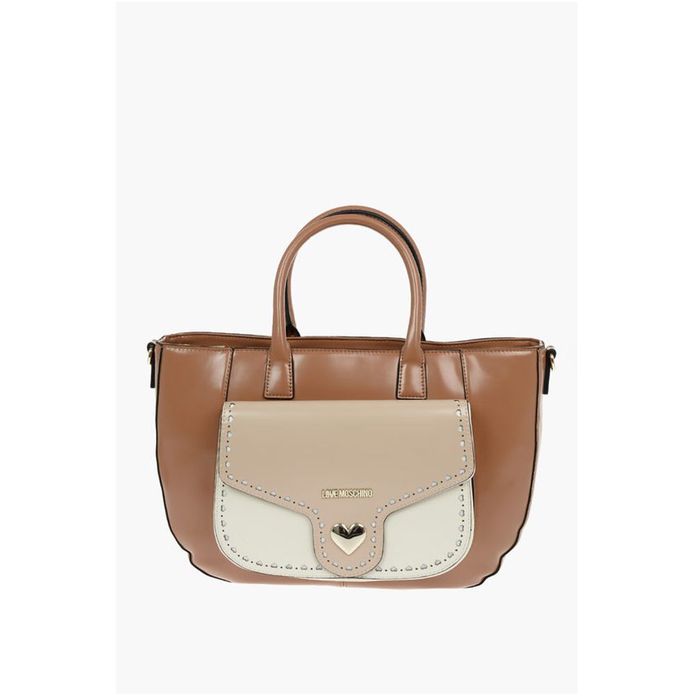 Moschino LOVE Removable Shoulder Strap Faux Leather Tote Bag