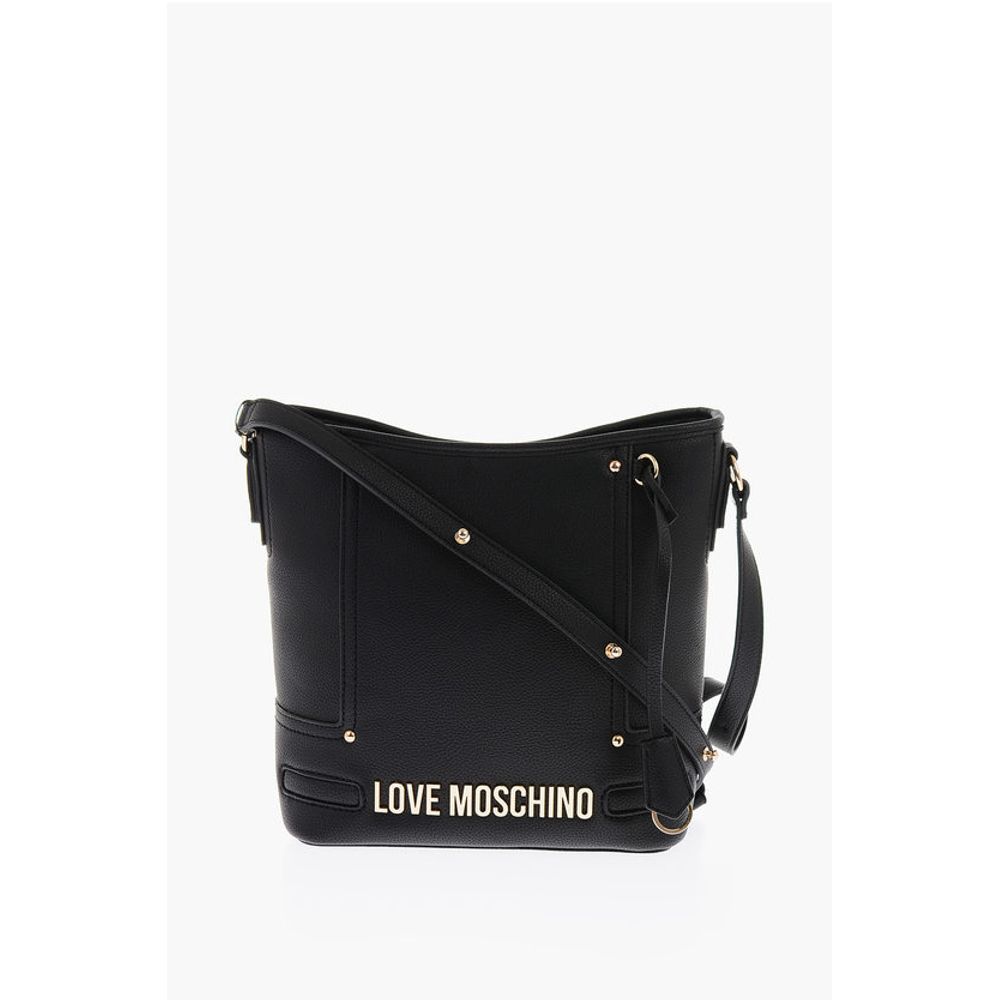 Moschino LOVE Texture Faux Leather Tote Bag with Embossed Logo
