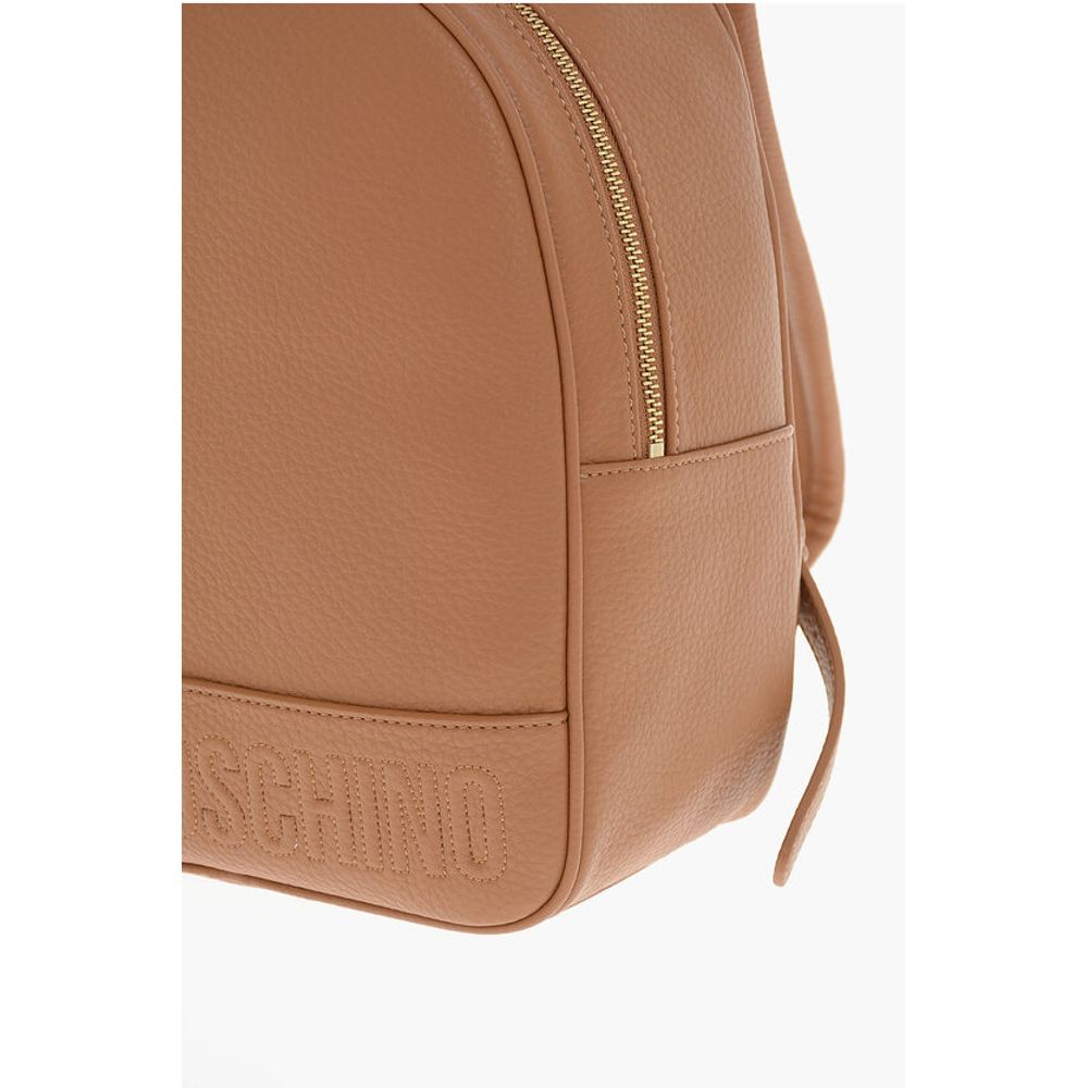 Moschino LOVE Textured Faux Leather Backpack with Embossed Logo