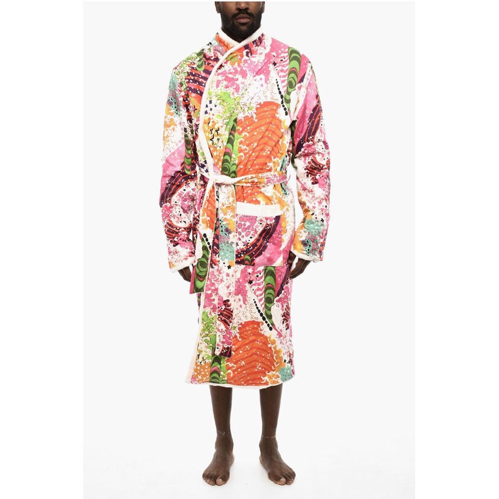 Dsquared² Cotton Printed Bathrobe with Belt
