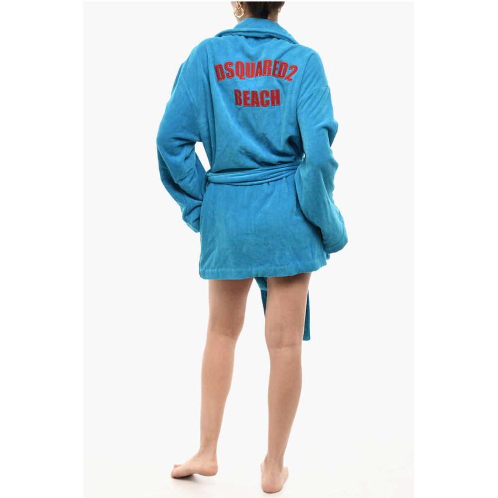 Dsquared² Cotton Terry Beach Bathrobe With Embroidery
