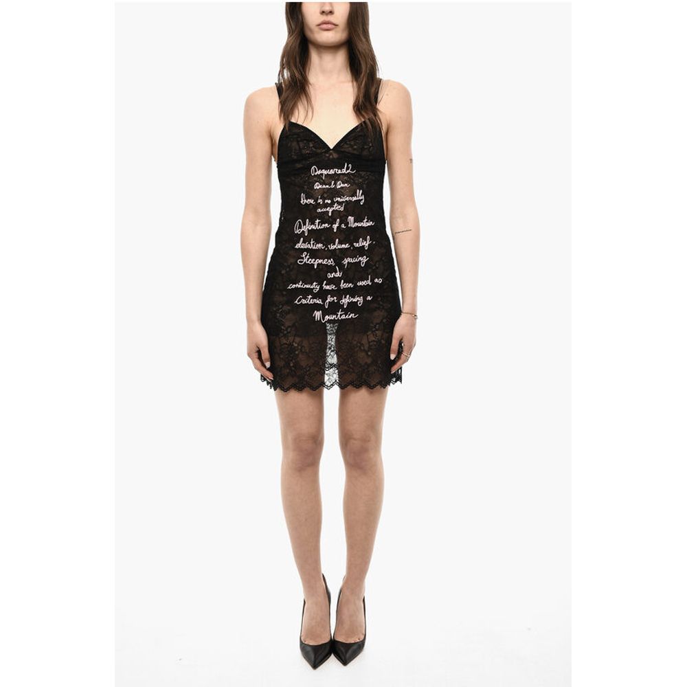 Dsquared² UNDERWEAR Embroidered Lace Slip Dress
