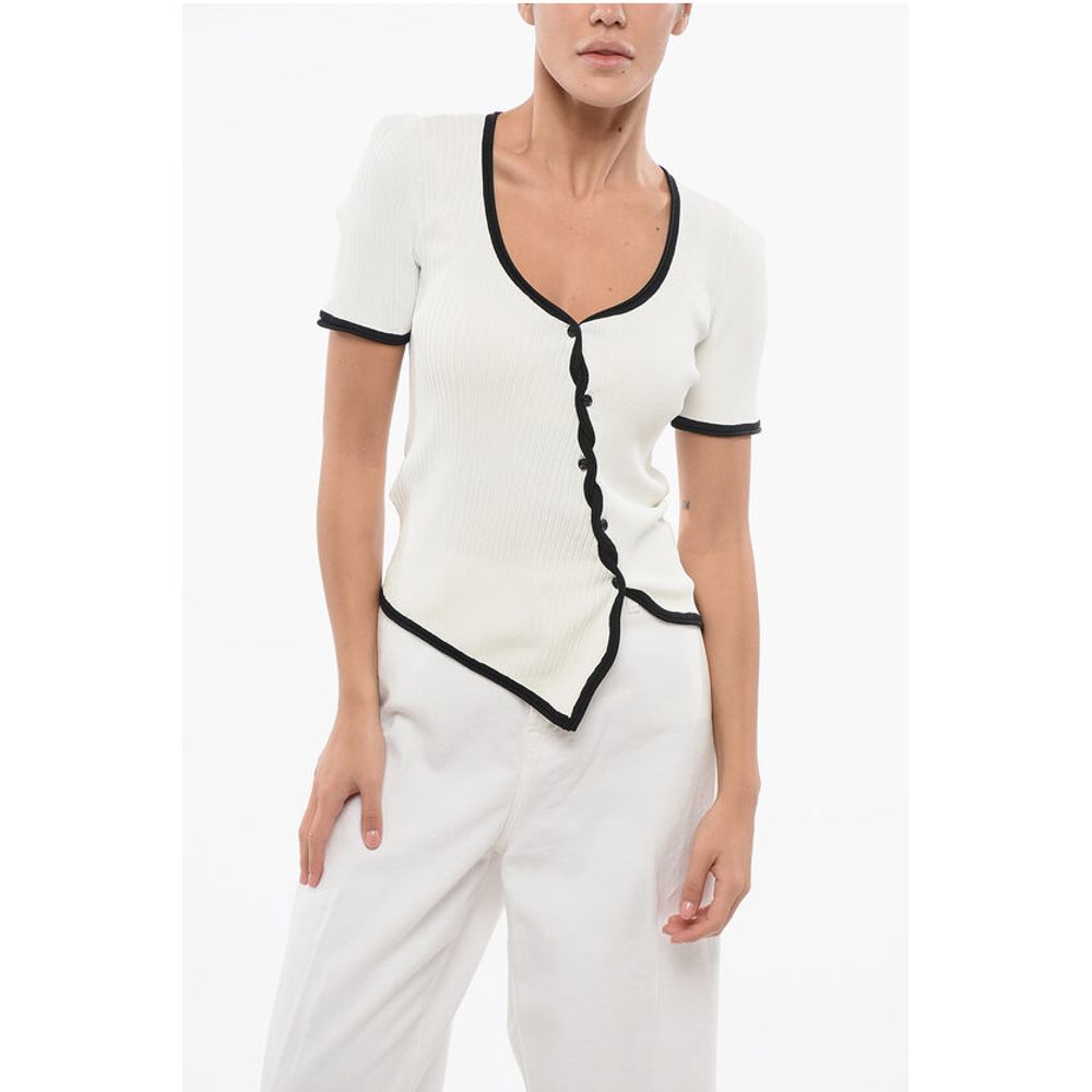 PINKO Ribbed BALLOTA Cardigan with Contrasting Trims
