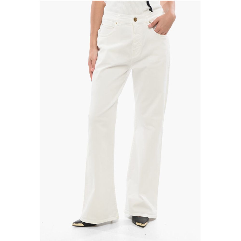 PINKO DENIM Light Wash WANDA Flared Jeans with Golden-Effect Butto