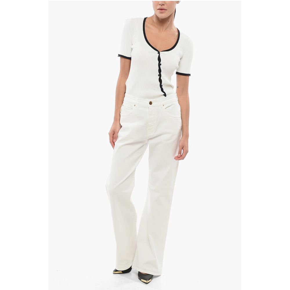 PINKO DENIM Light Wash WANDA Flared Jeans with Golden-Effect Butto