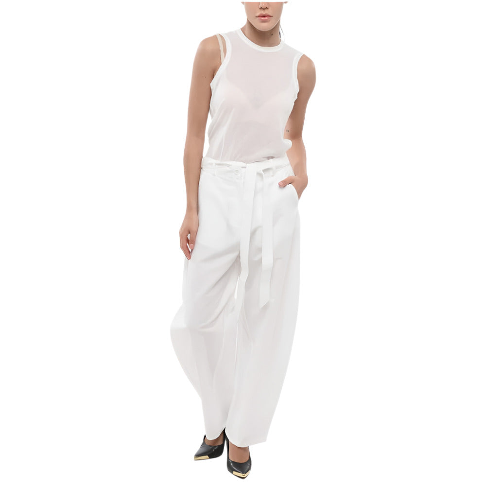 PINKO High-Waisted Cotton and Linen PIANISTA Pants