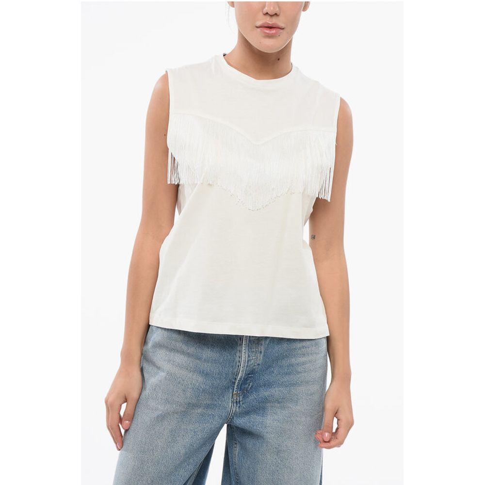 PINKO Cotton TWILIGHT Top with Fringes