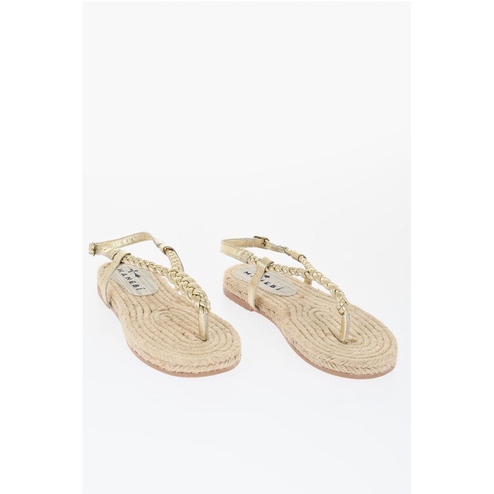 Manebi Braided Leather Sandal with Jute Sole