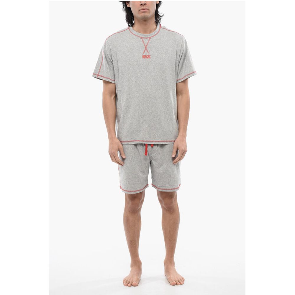 Diesel RED TAG Stretch Cotton UMSET-WILORT Short Pyjamas Set with V