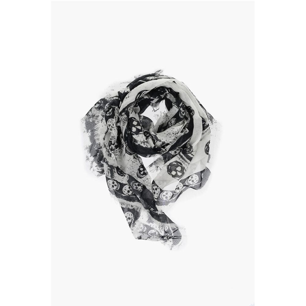 Alexander McQueen Two-Tone Scarf with All-Over Skulls