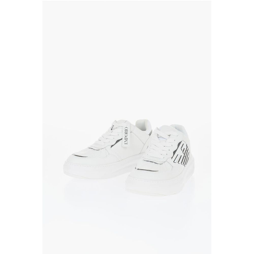 Armani Leather Low-Top Sneakers With Metallic Details