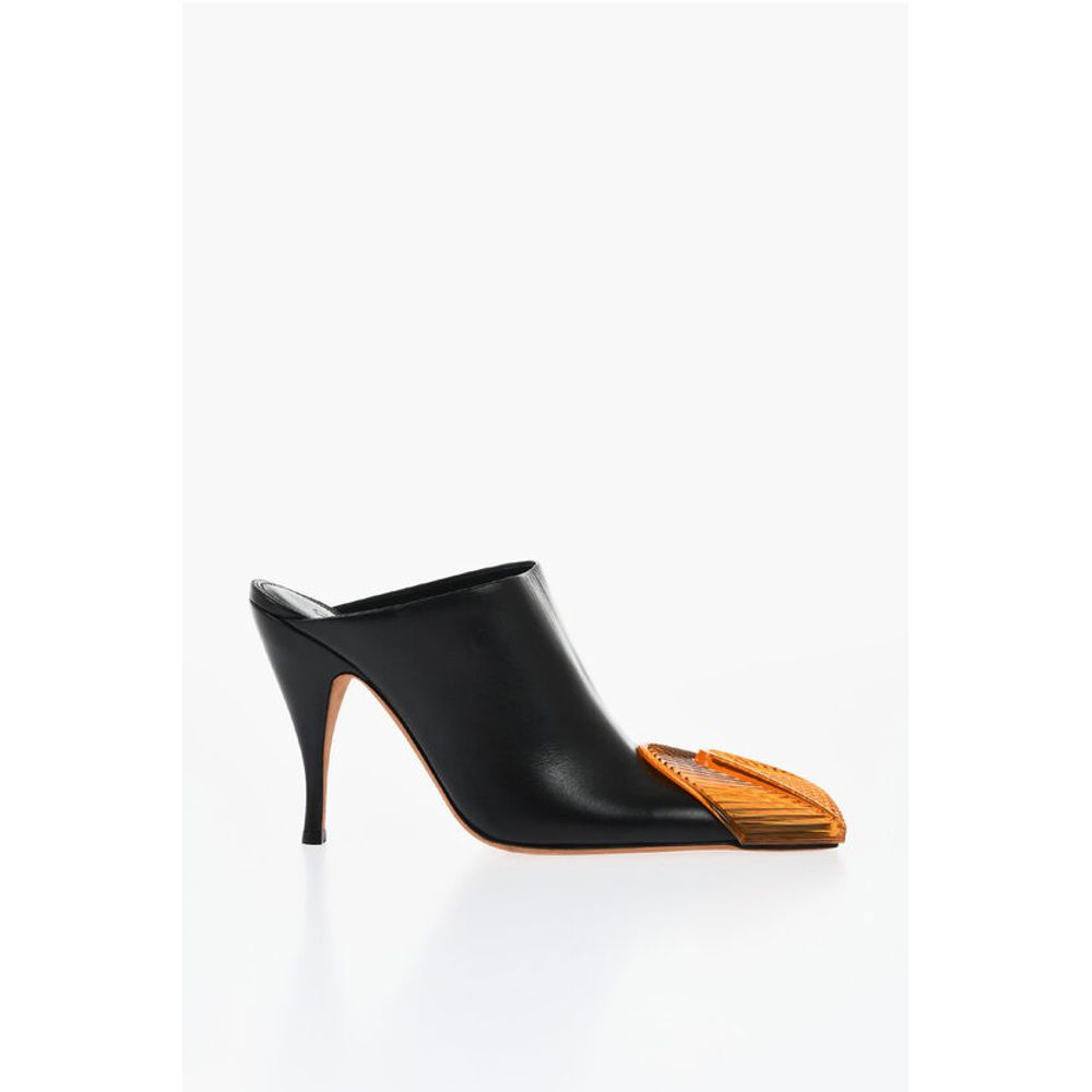Off-White Leather LUNAR Mules With Statement Detail Heel 11 cm