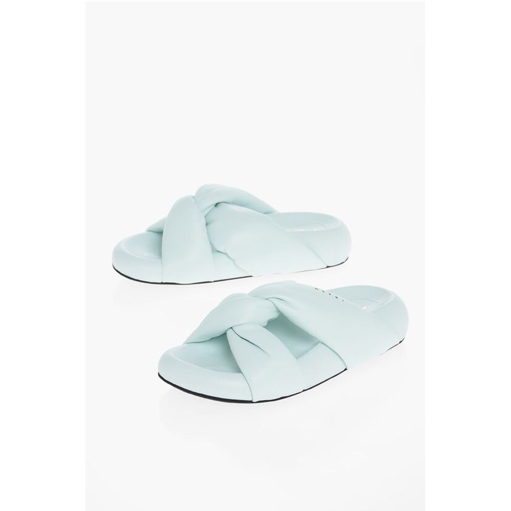 Marni Leather Padded Sliders with Chunky Sole
