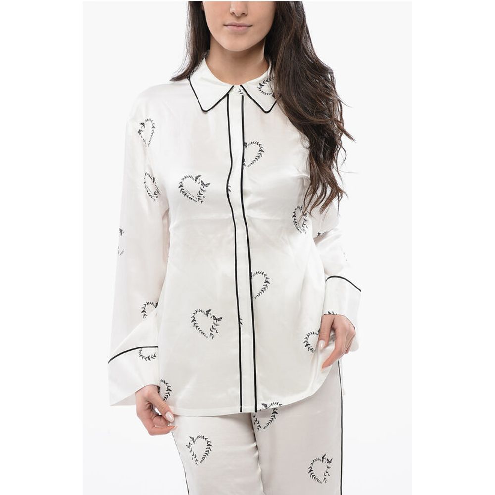 AllSaints Printed Satin SOFI Blouse With Hidden Closure