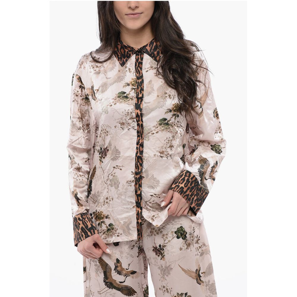 AllSaints Printed Satin SOFI Blouse With Hidden Closure