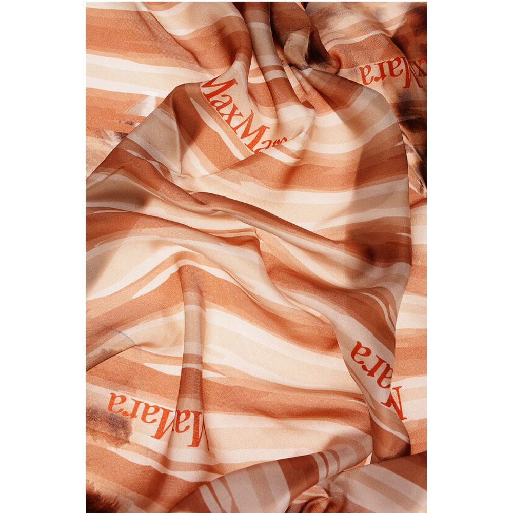 Max Mara Two-Tone Silk CARRE90 Foulard with Logo Print