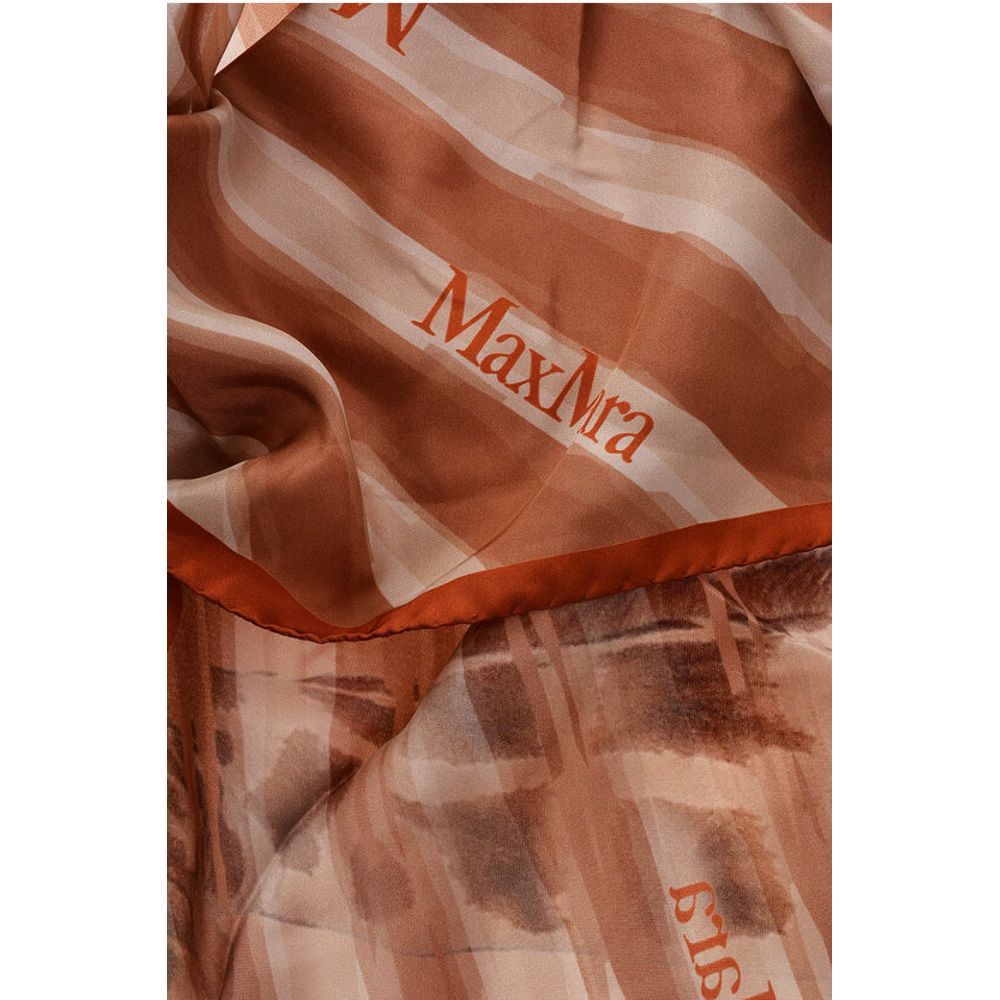 Max Mara Two-Tone Silk CARRE90 Foulard with Logo Print