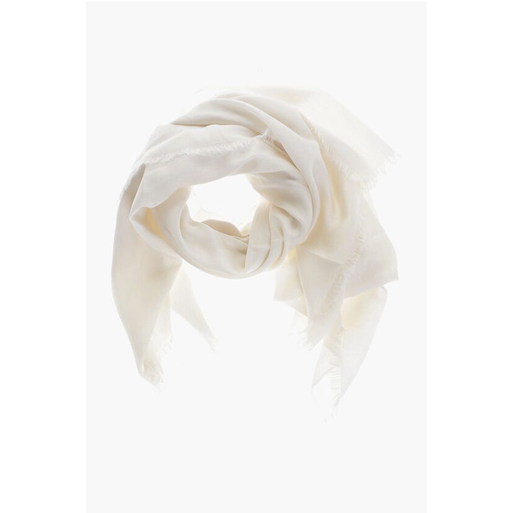 Max Mara Wool and Cotton GEODE Scarf With All-Over MM Monogram
