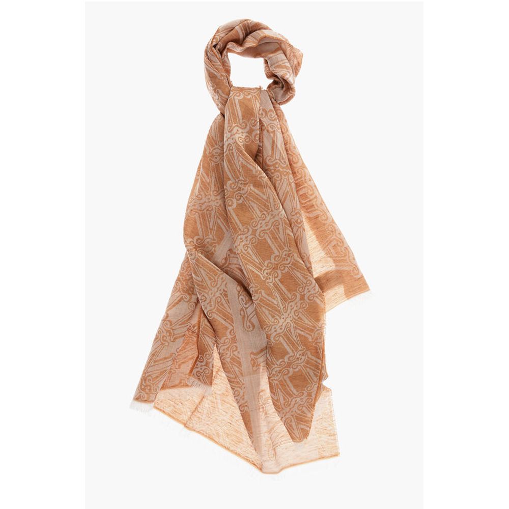 Max Mara Embroiderd Wool Silk and Linen ELEONOR Scarf
