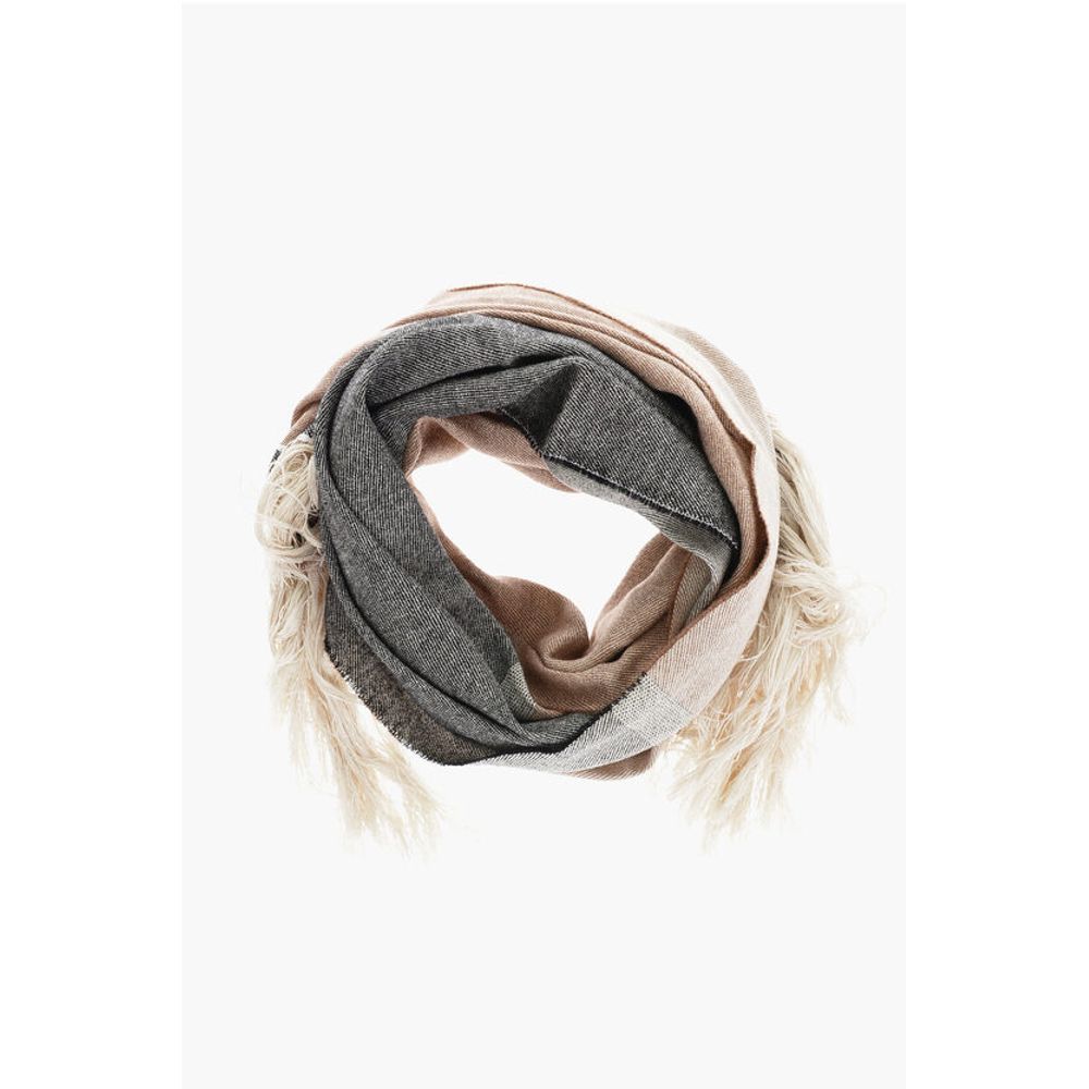Max Mara Linen and Virgin Wool AEROSO Scarf with Fringes