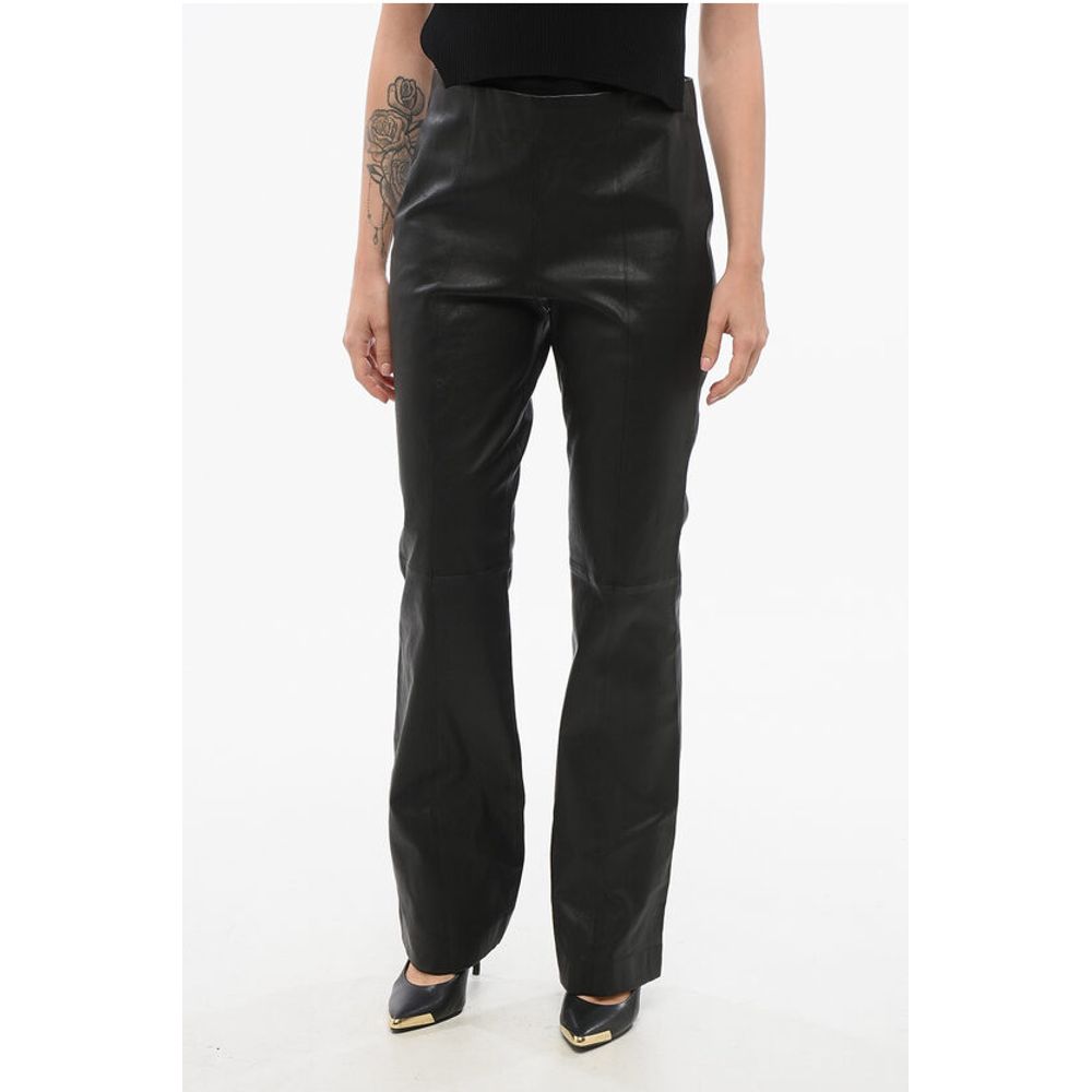 Rag&Bone Leather Flared Fit SIMONE Pants with Back Zip