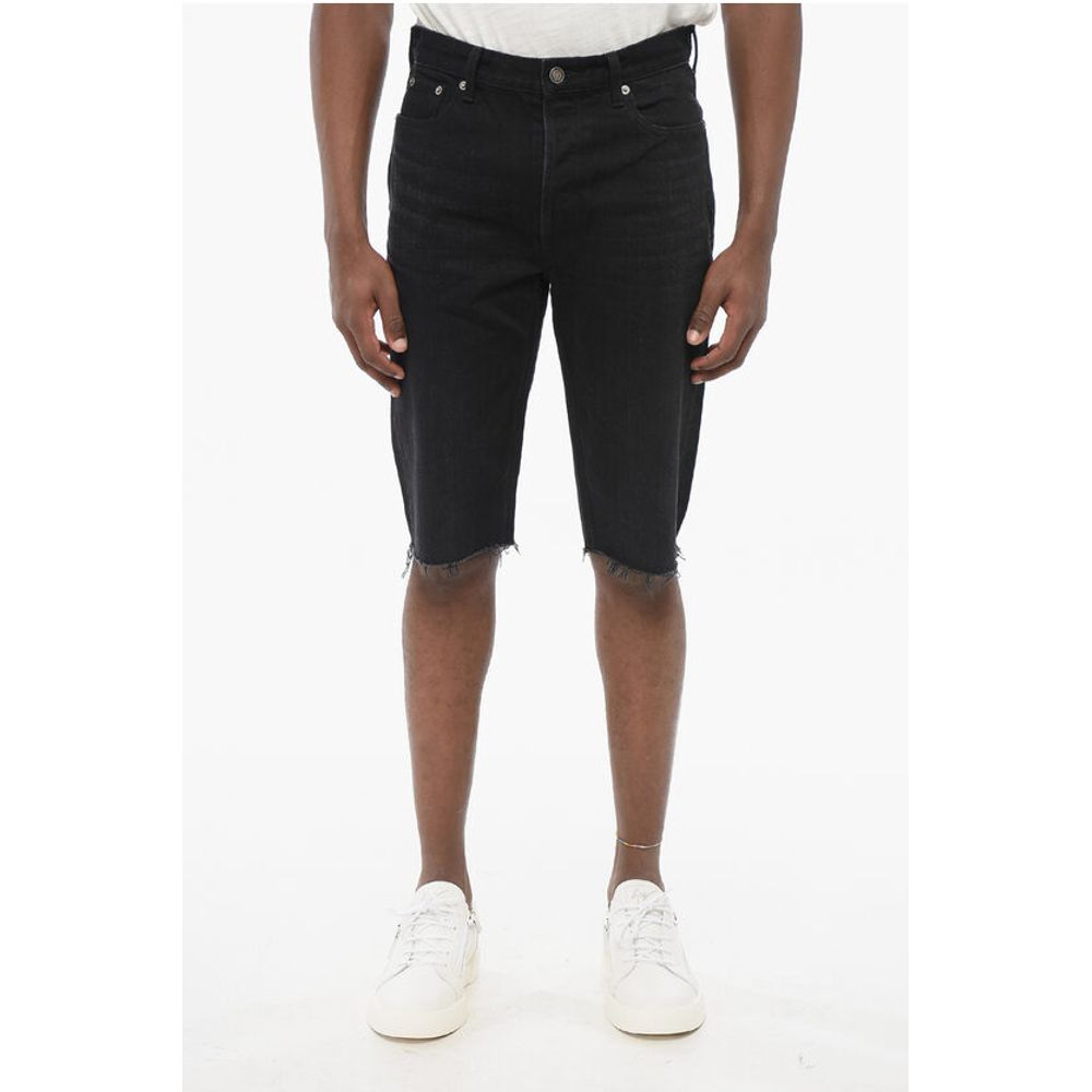 Saint Laurent Fringed Hem Denim Shorts