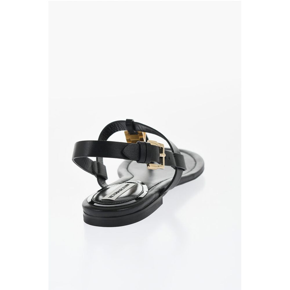 Victoria Beckham Leather Thong Sandals with Goldene Effect Detail