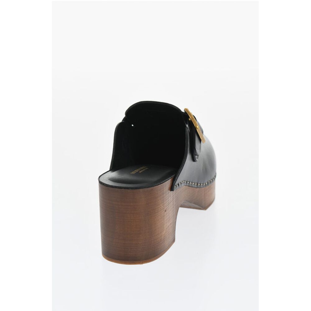 Golden Goose Leather PROVENCE Clogs with Golden Buckle Heel 6.5cm