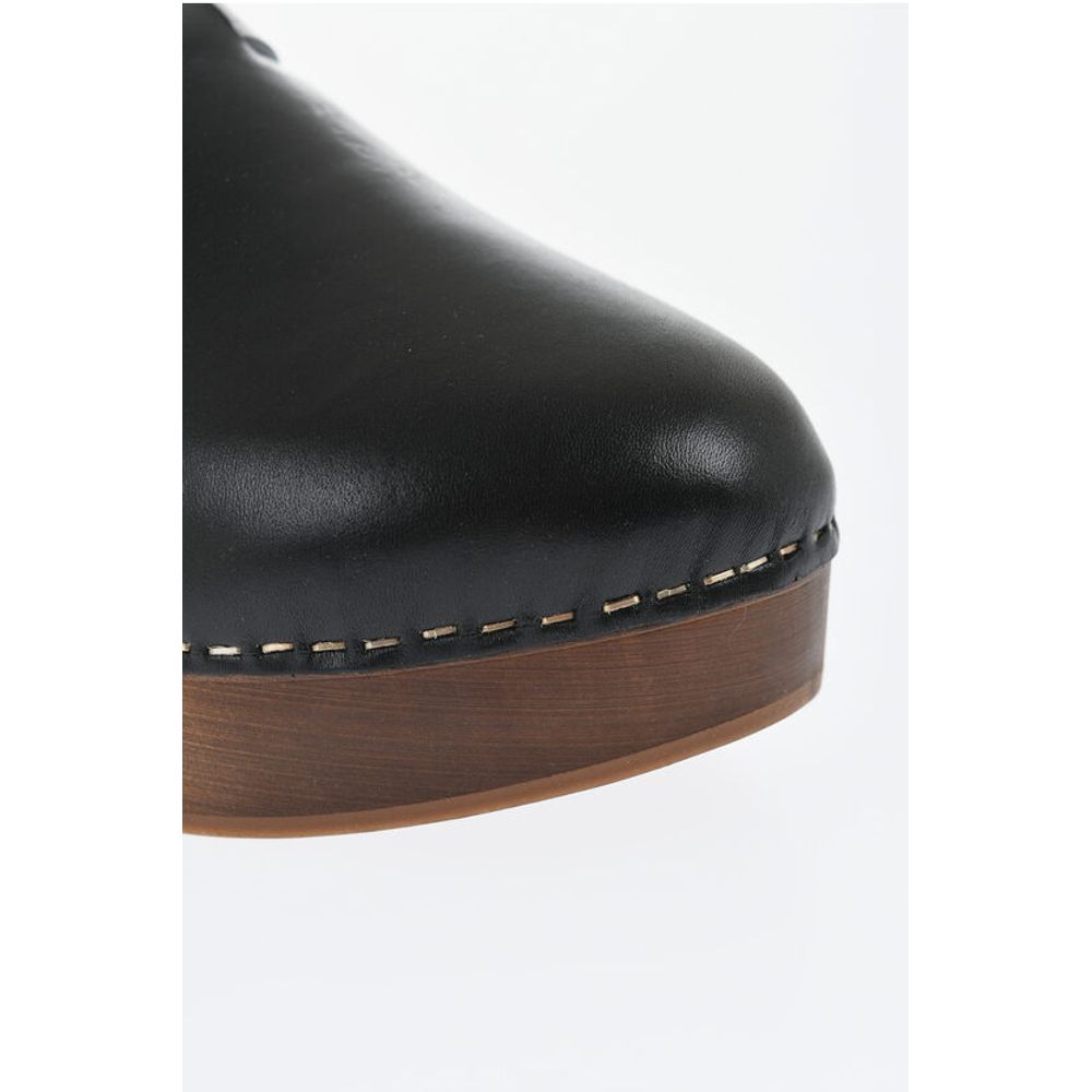 Golden Goose Leather PROVENCE Clogs with Golden Buckle Heel 6.5cm