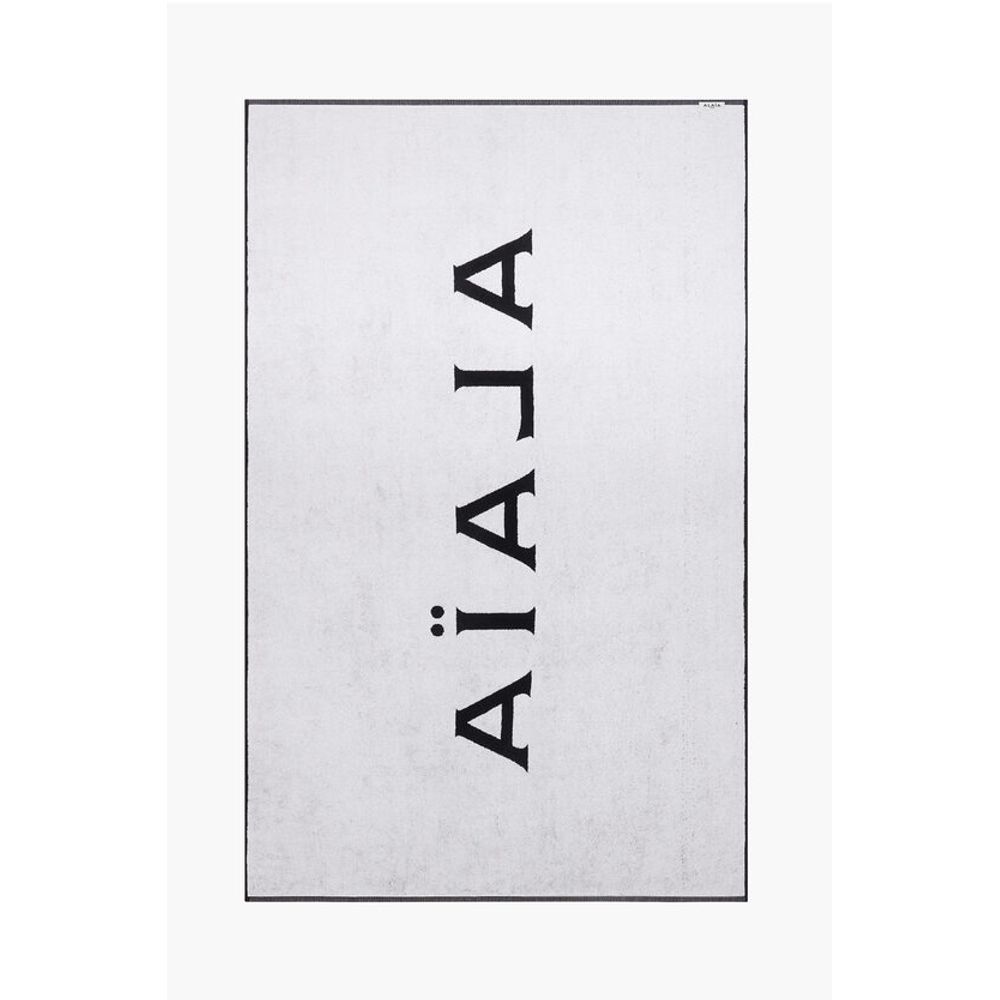 Alaïa Terry Cotton Beach Towel with Contrasting Logo