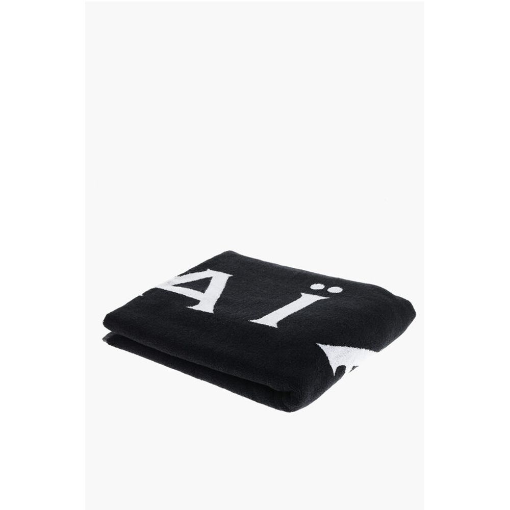 Alaïa Terry Cotton Beach Towel with Contrasting Logo