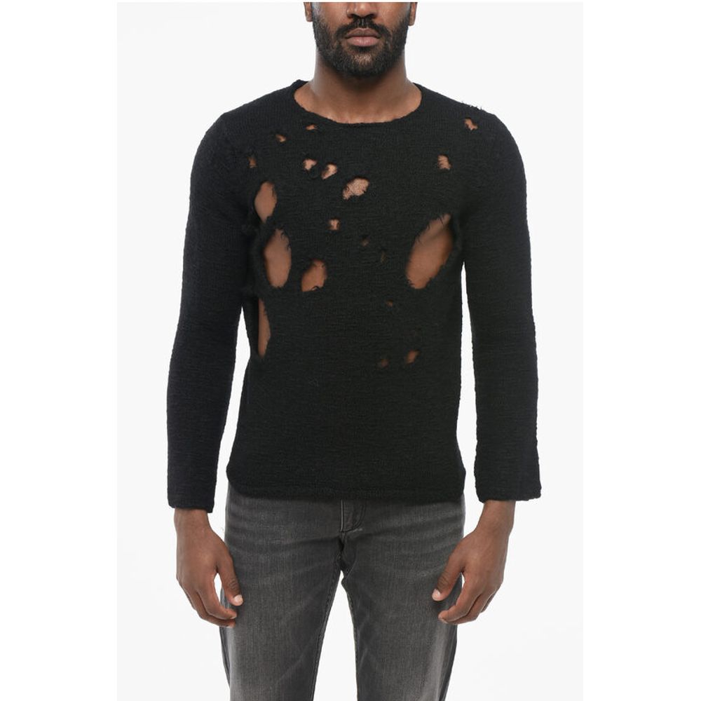 Comme Des Garçons BLACK Crew Neck Distressed Wool Pullover