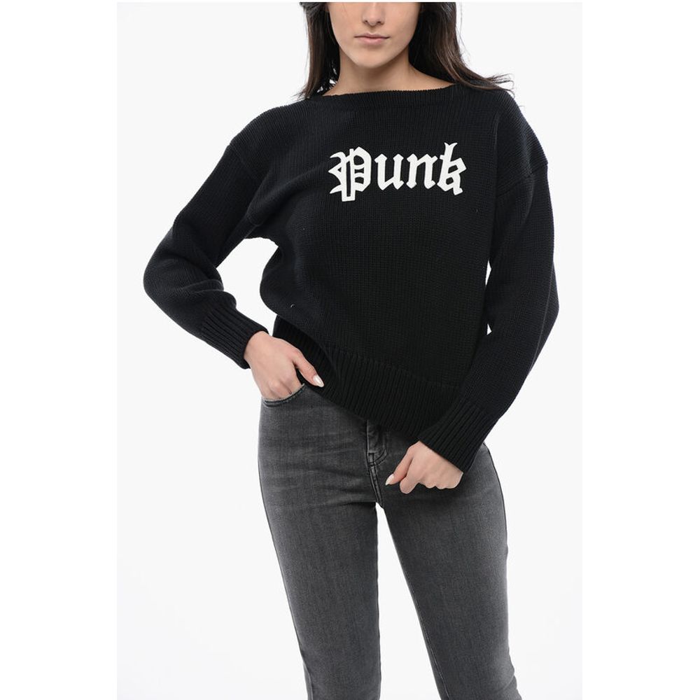 R13 Solid Color Crewneck Sweater with Contrasting Detail