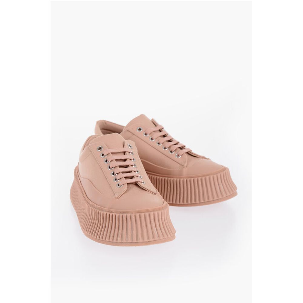 Jil Sander Lace-up Canvas Sneakers with Chunky Sole