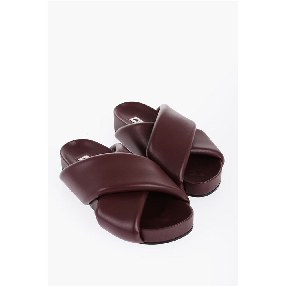 Jil Sander Criss Cross Designed Leather Sandals