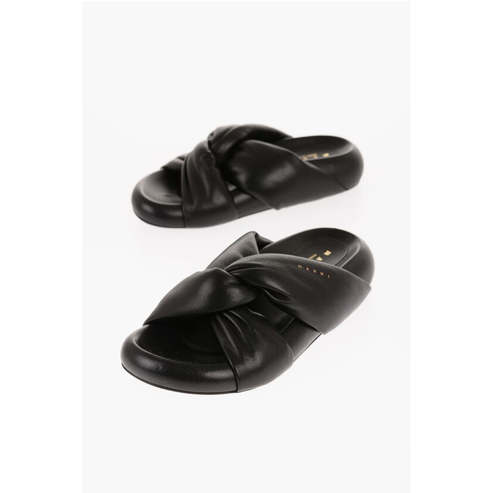Marni Padded Leather Sadals with Braided Band