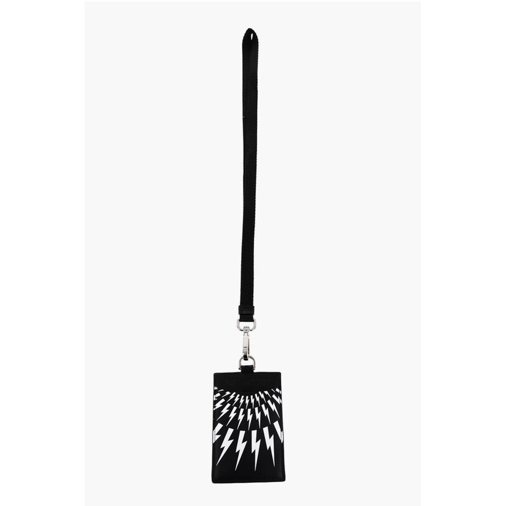 Neil Barrett Leather FAIR-ISLE THUNDERBOLT Badge Holder