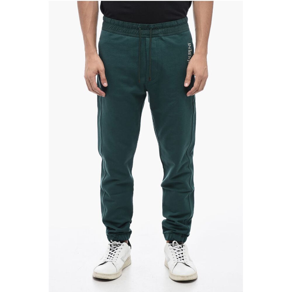 Saint Laurent Brushed Cotton Sweatpants with Cuffs