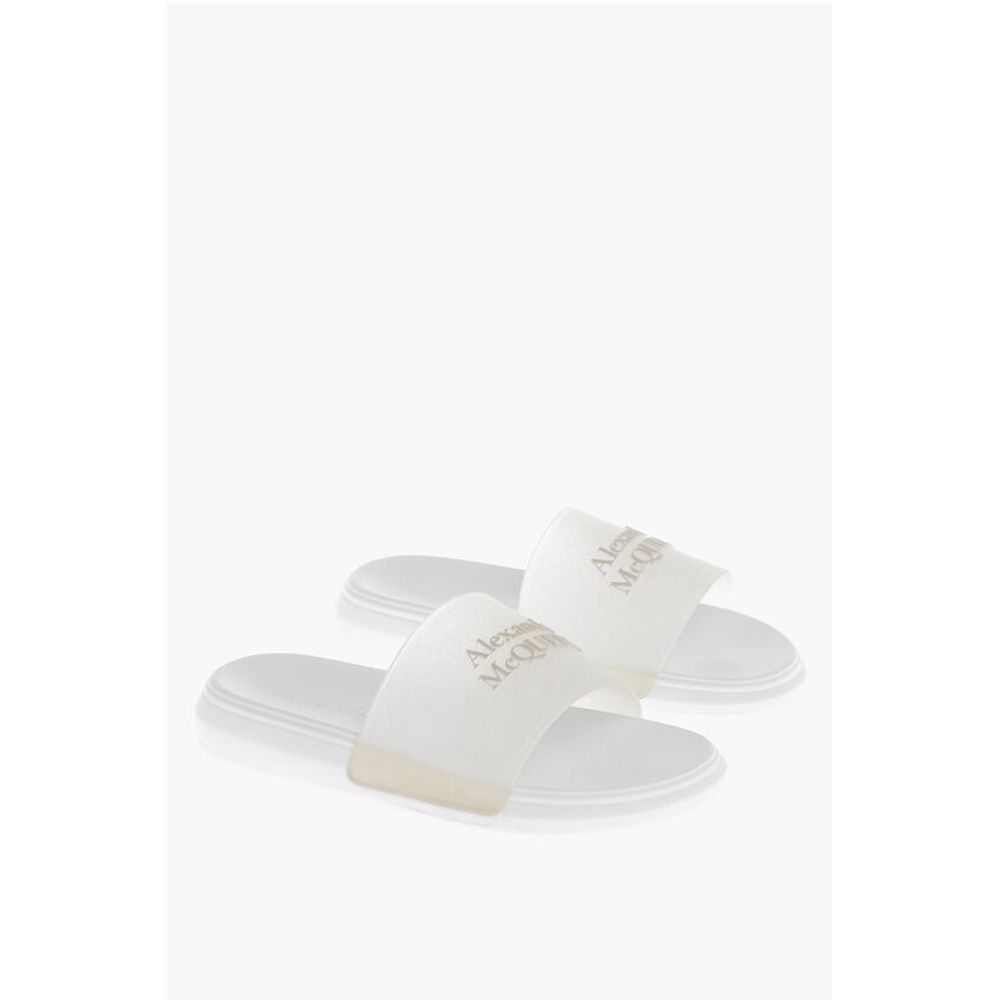 Alexander McQueen Rubber GLITTER TRANSPARENT Sliders with Embossed Logo